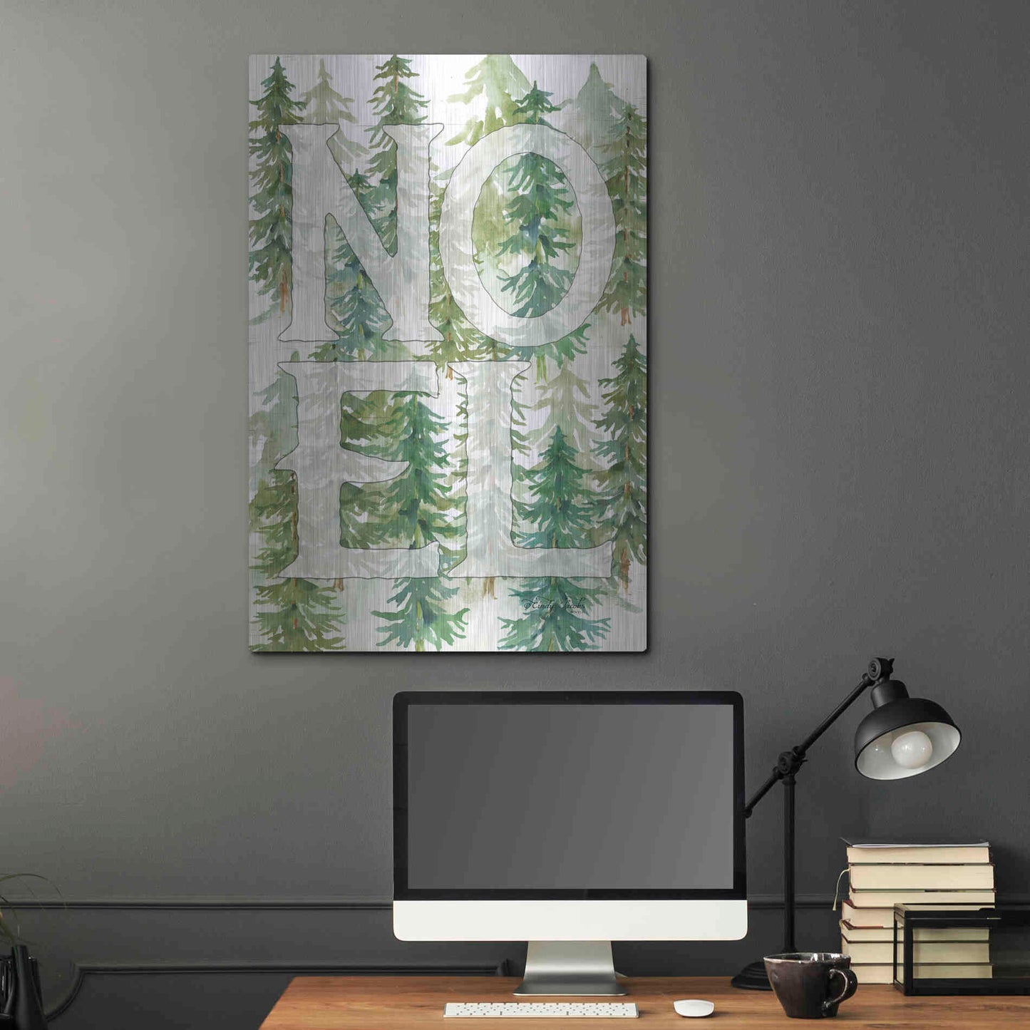 Luxe Metal Art 'Noel Woods' by Cindy Jacobs, Metal Wall Art,24x36