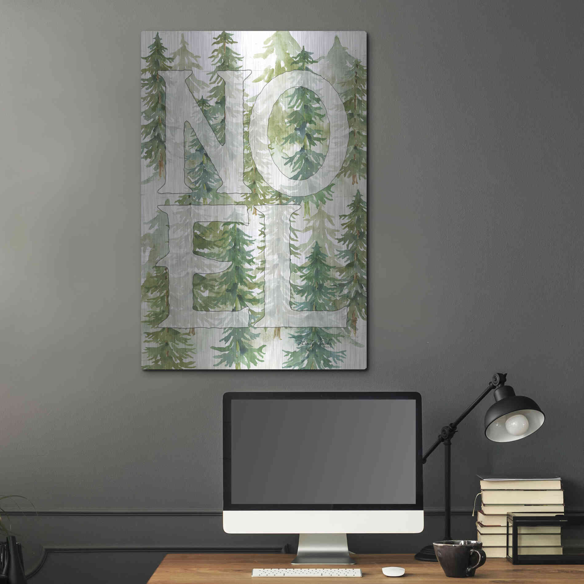 Luxe Metal Art 'Noel Woods' by Cindy Jacobs, Metal Wall Art,24x36