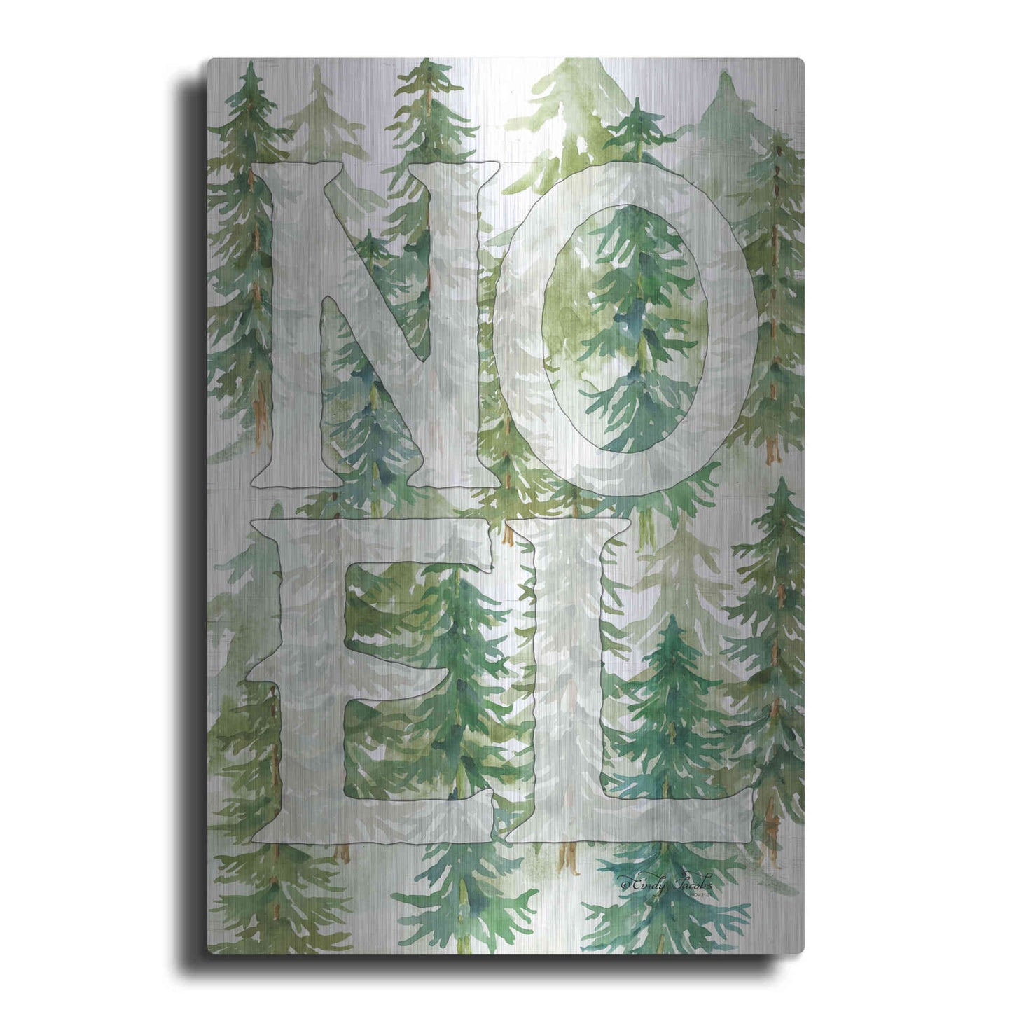 Luxe Metal Art 'Noel Woods' by Cindy Jacobs, Metal Wall Art