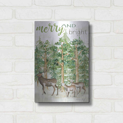Luxe Metal Art 'Merry & Bright Deer' by Cindy Jacobs, Metal Wall Art,12x16