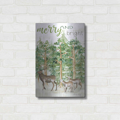 Luxe Metal Art 'Merry & Bright Deer' by Cindy Jacobs, Metal Wall Art,16x24