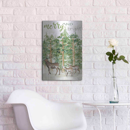 Luxe Metal Art 'Merry & Bright Deer' by Cindy Jacobs, Metal Wall Art,16x24