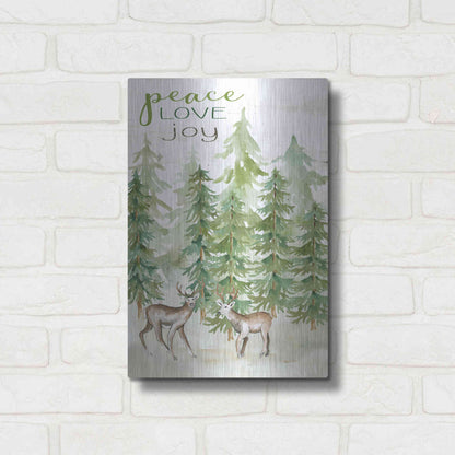Luxe Metal Art 'Peace Love Joy Deer' by Cindy Jacobs, Metal Wall Art,12x16