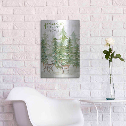 Luxe Metal Art 'Peace Love Joy Deer' by Cindy Jacobs, Metal Wall Art,16x24
