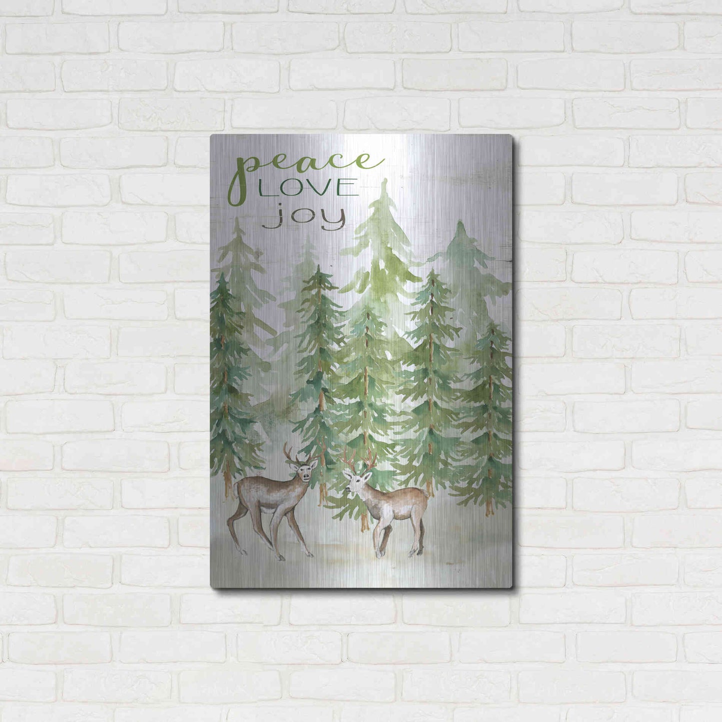 Luxe Metal Art 'Peace Love Joy Deer' by Cindy Jacobs, Metal Wall Art,24x36