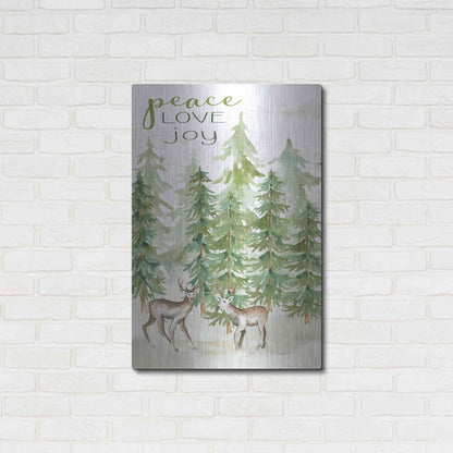 Luxe Metal Art 'Peace Love Joy Deer' by Cindy Jacobs, Metal Wall Art,24x36