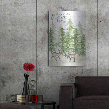 Luxe Metal Art 'Peace Love Joy Deer' by Cindy Jacobs, Metal Wall Art,24x36