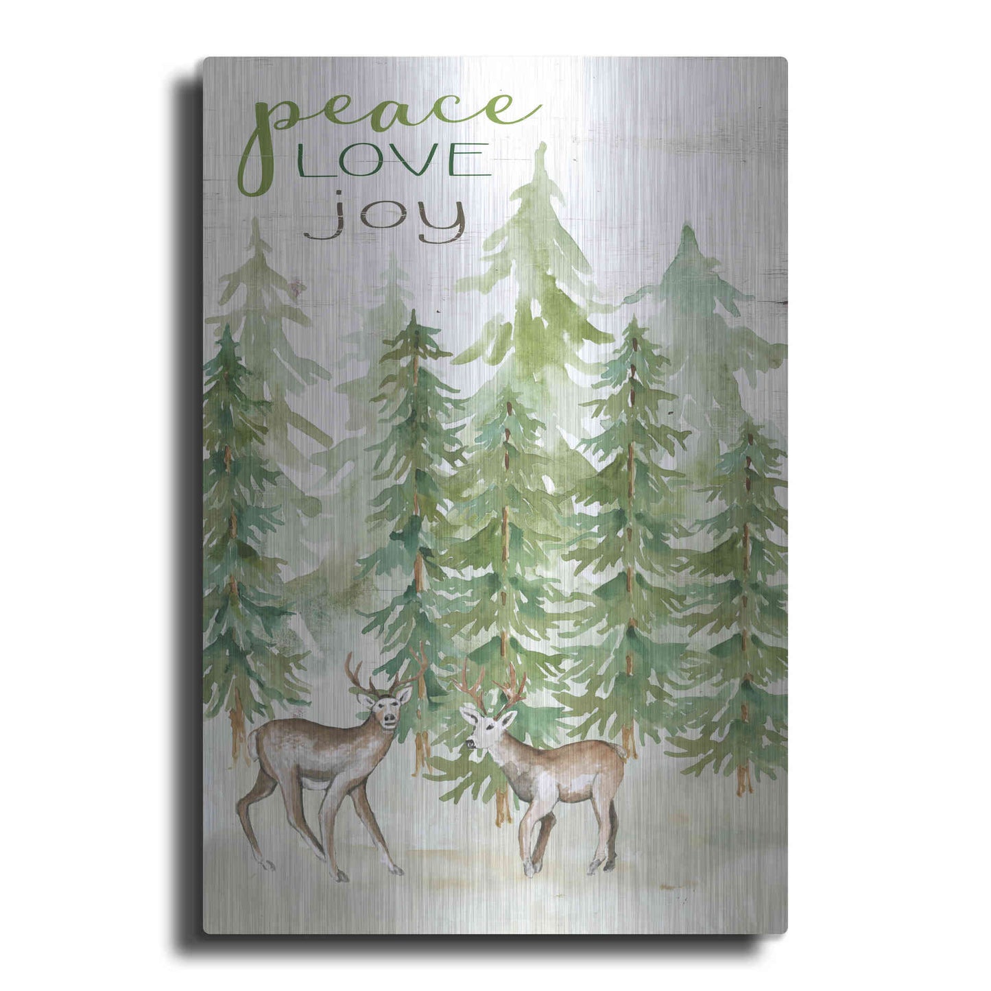 Luxe Metal Art 'Peace Love Joy Deer' by Cindy Jacobs, Metal Wall Art