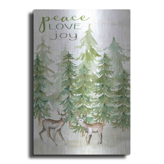 Luxe Metal Art 'Peace Love Joy Deer' by Cindy Jacobs, Metal Wall Art
