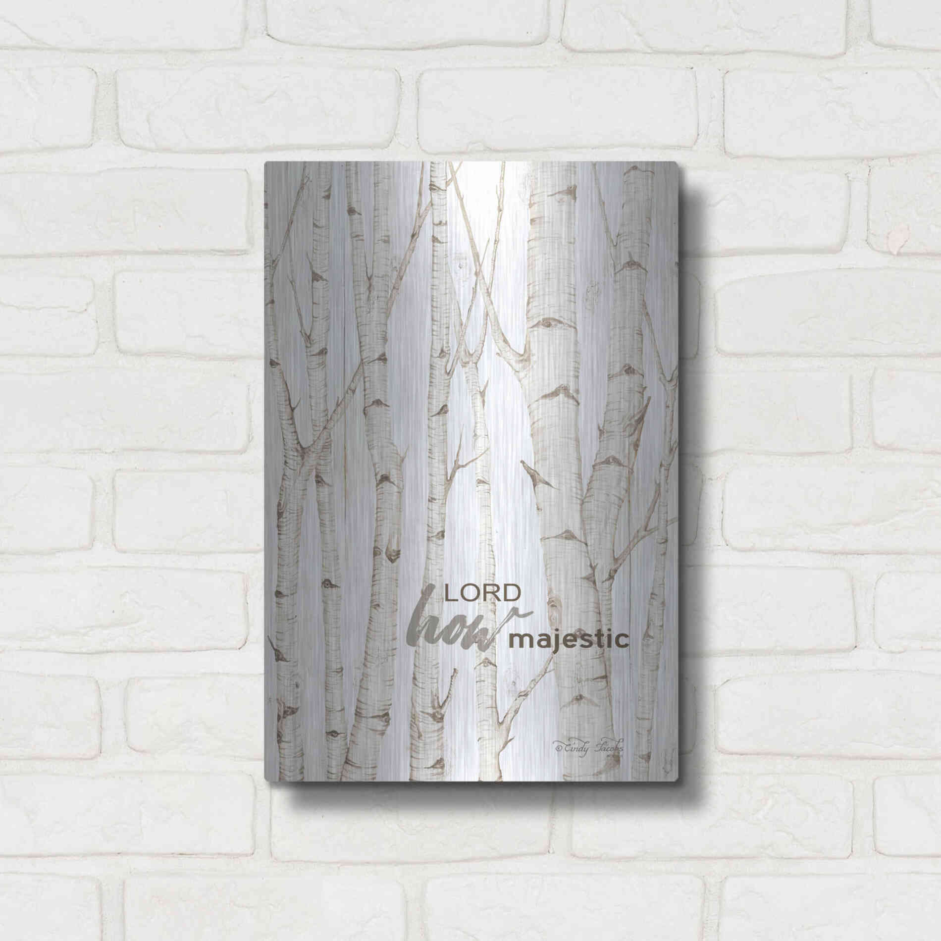 Luxe Metal Art 'Lord How Majestic' by Cindy Jacobs, Metal Wall Art,12x16