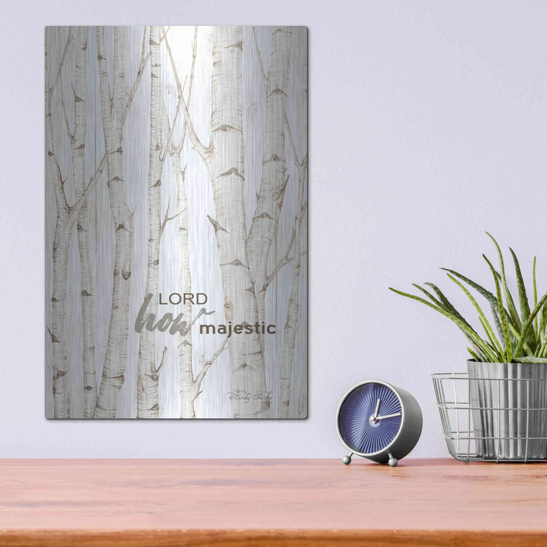 Luxe Metal Art 'Lord How Majestic' by Cindy Jacobs, Metal Wall Art,12x16
