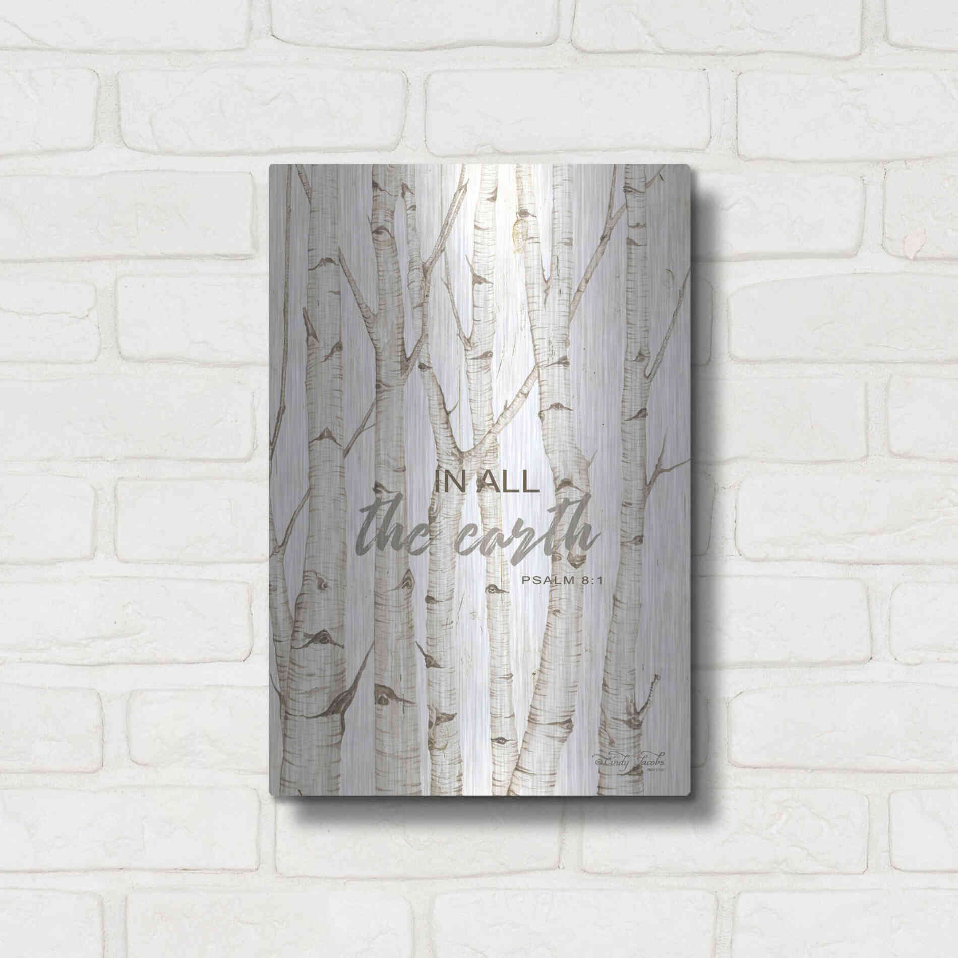 Luxe Metal Art 'In All the Earth' by Cindy Jacobs, Metal Wall Art,12x16