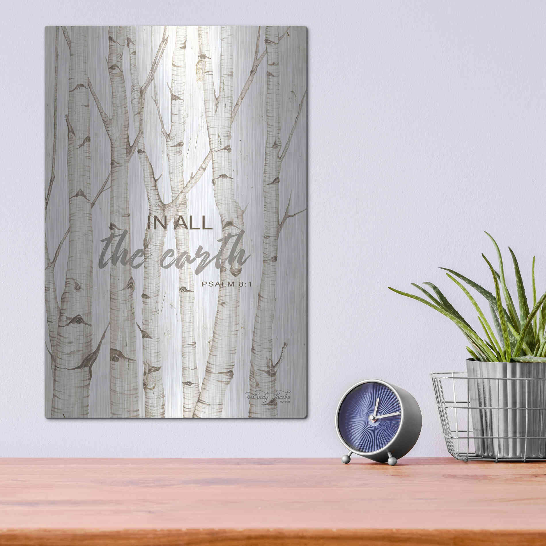 Luxe Metal Art 'In All the Earth' by Cindy Jacobs, Metal Wall Art,12x16