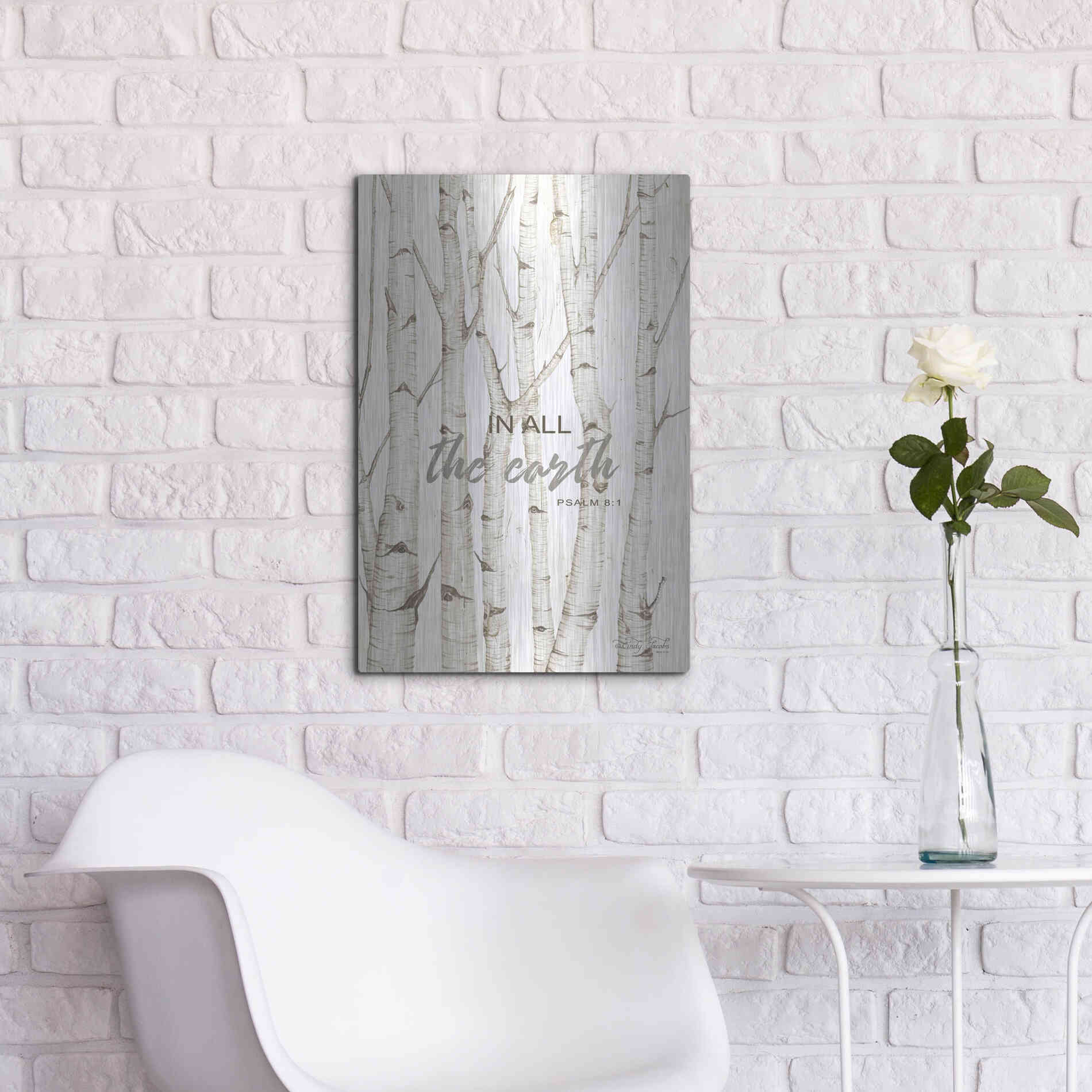 Luxe Metal Art 'In All the Earth' by Cindy Jacobs, Metal Wall Art,16x24