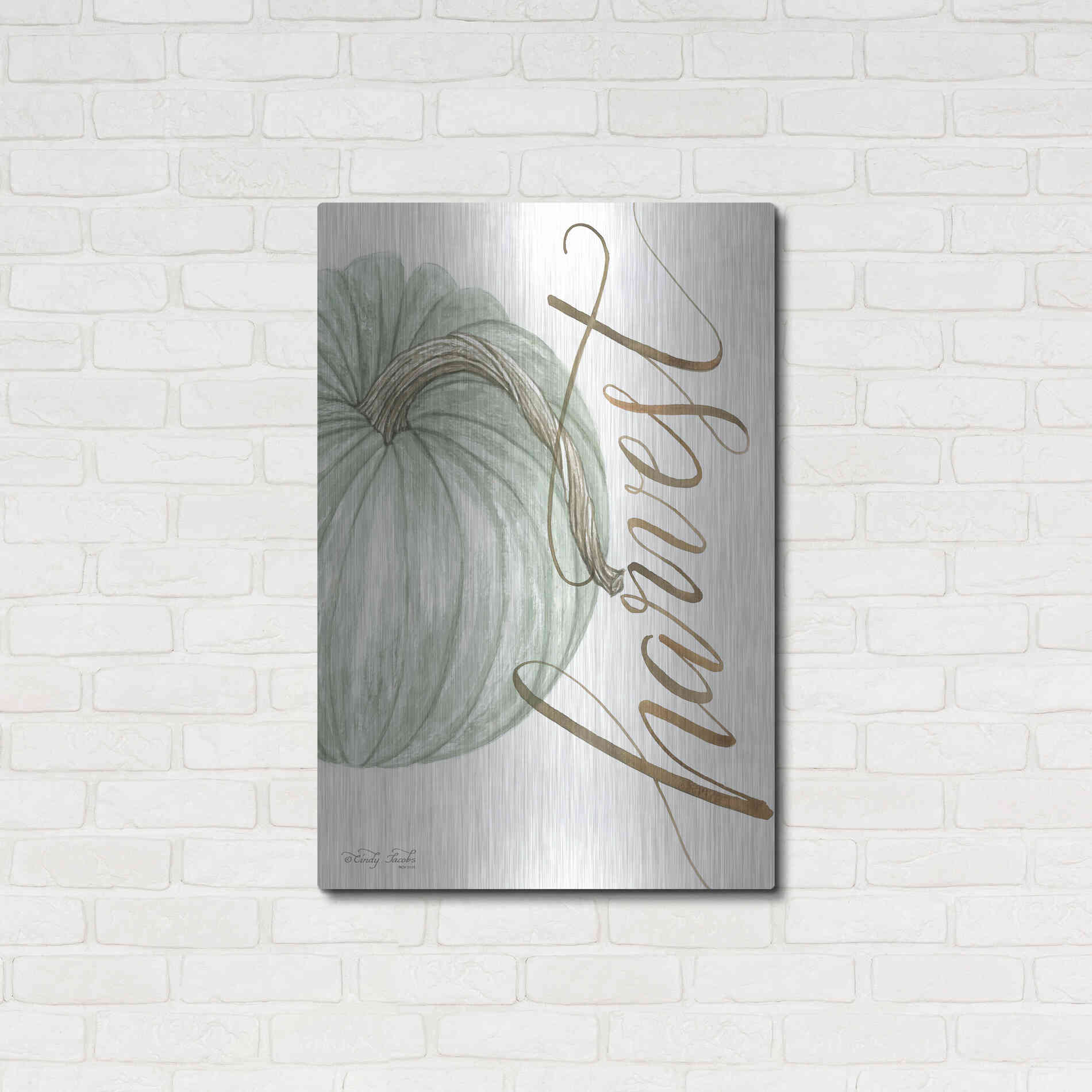 Luxe Metal Art 'Harvest Pumpkin' by Cindy Jacobs, Metal Wall Art,24x36