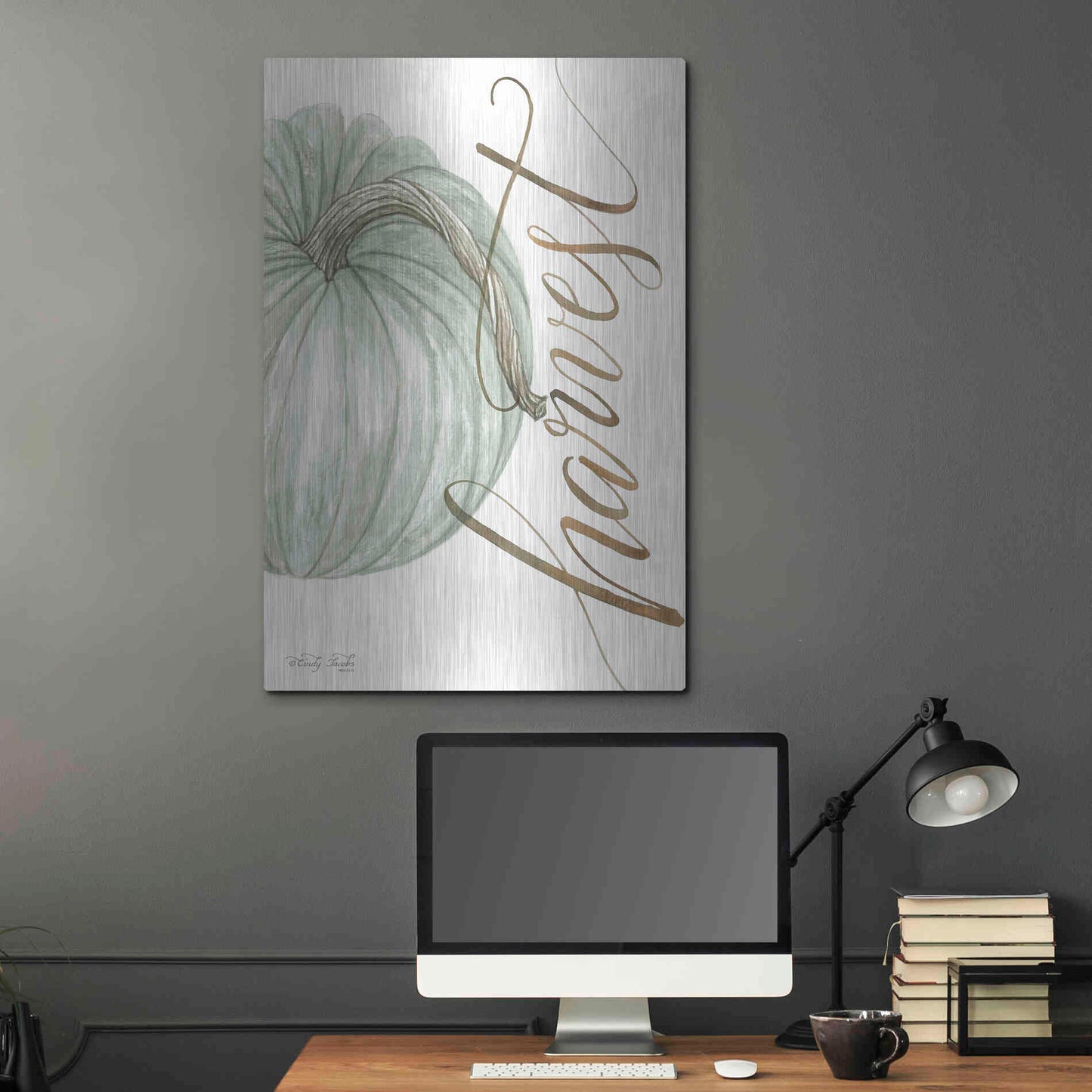 Luxe Metal Art 'Harvest Pumpkin' by Cindy Jacobs, Metal Wall Art,24x36