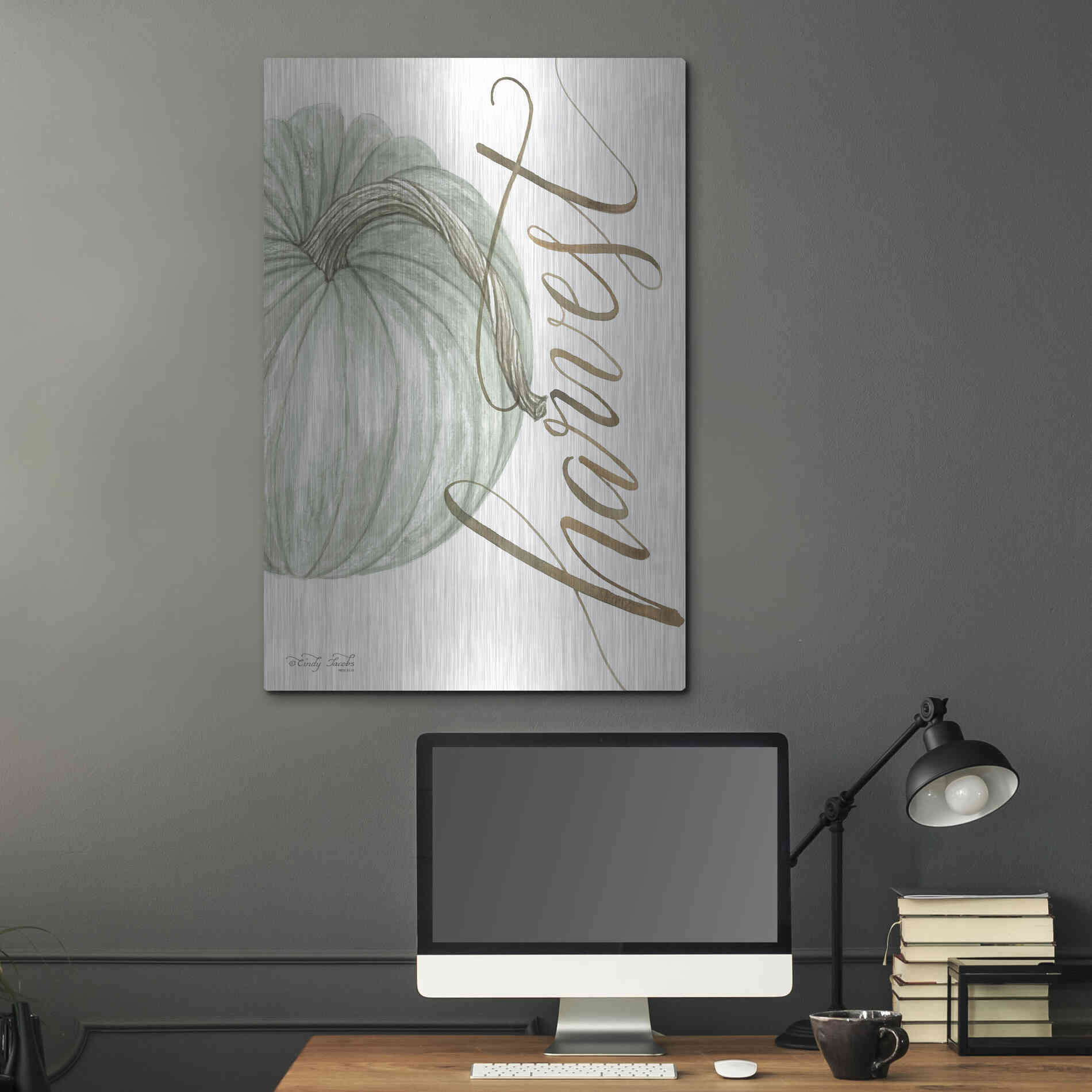 Luxe Metal Art 'Harvest Pumpkin' by Cindy Jacobs, Metal Wall Art,24x36