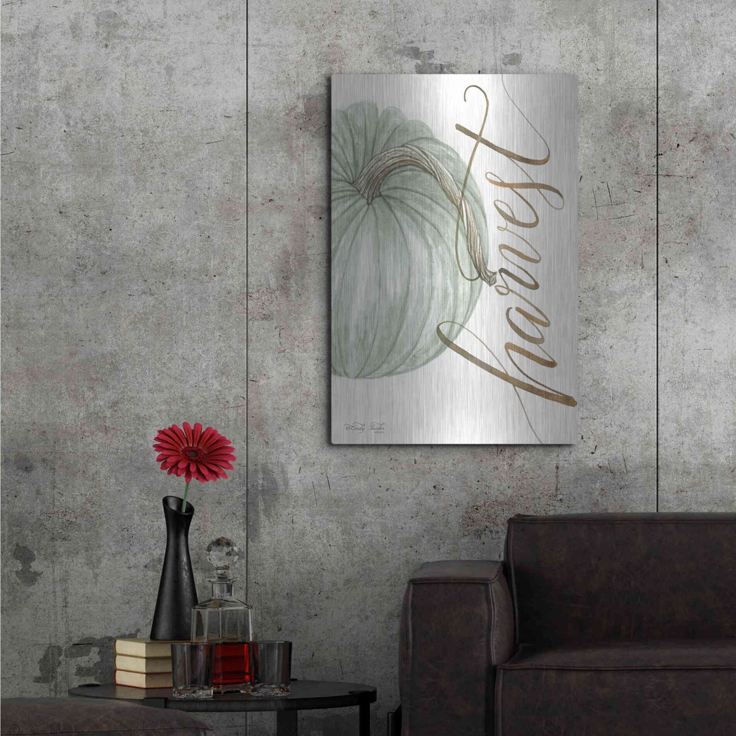 Luxe Metal Art 'Harvest Pumpkin' by Cindy Jacobs, Metal Wall Art,24x36