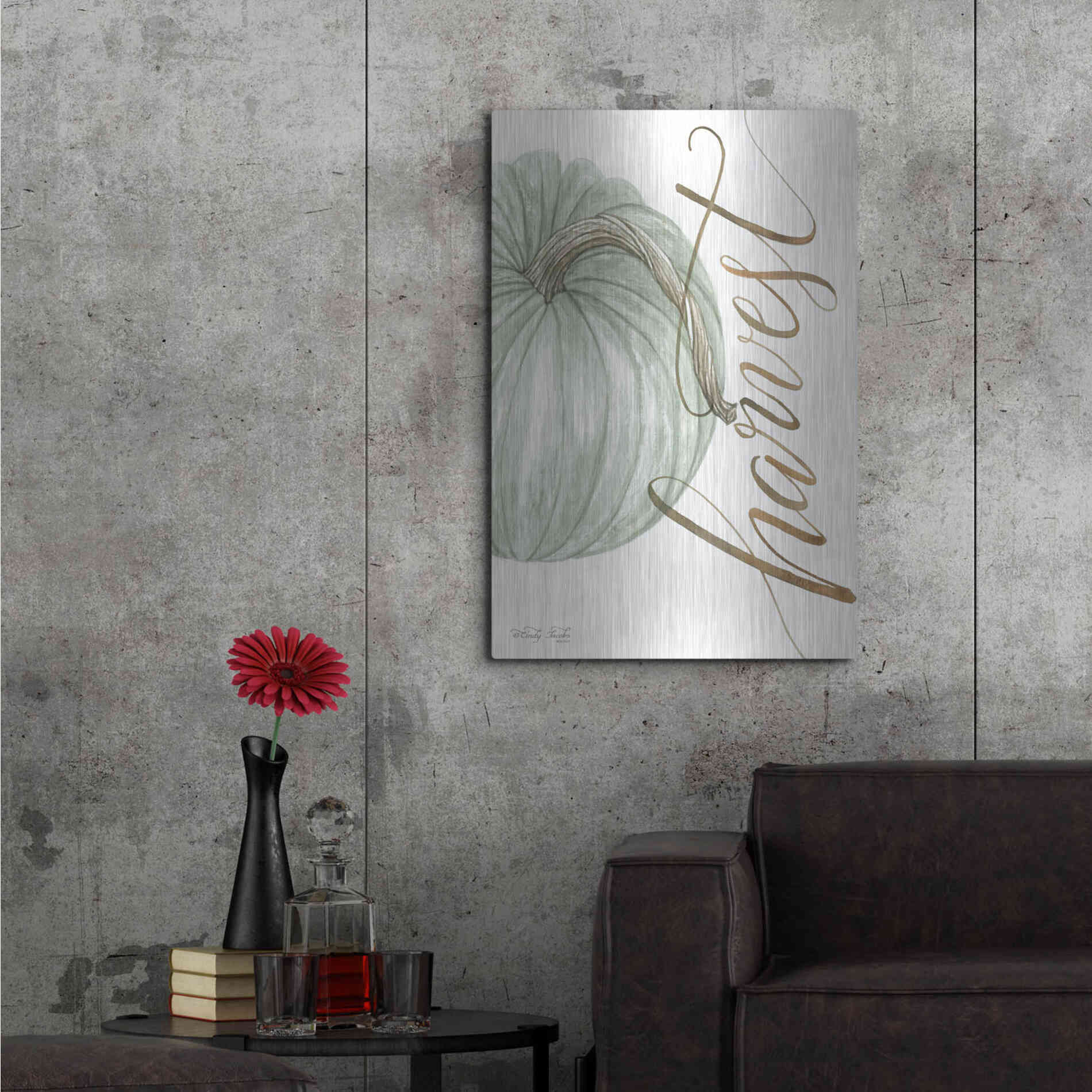 Luxe Metal Art 'Harvest Pumpkin' by Cindy Jacobs, Metal Wall Art,24x36