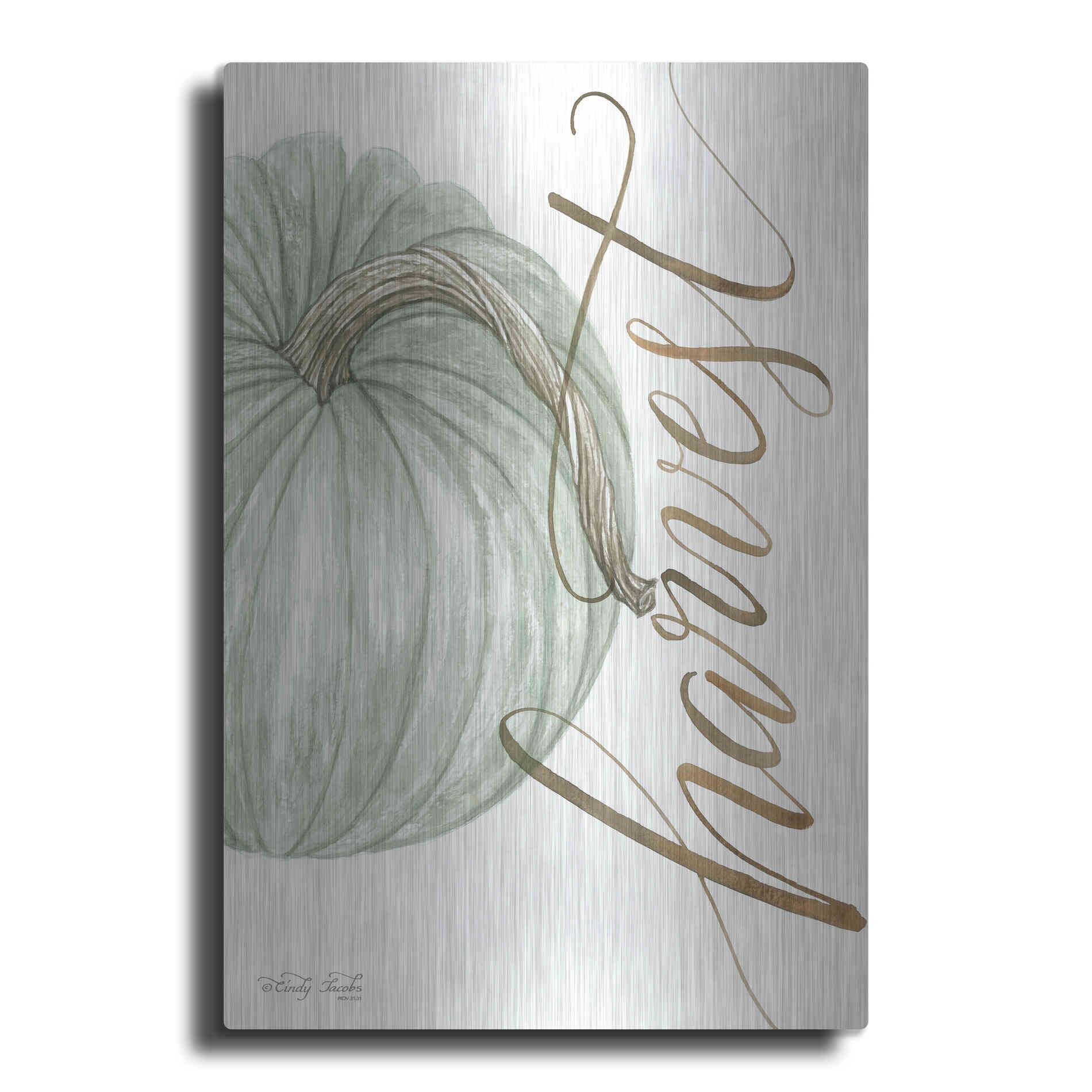 Luxe Metal Art 'Harvest Pumpkin' by Cindy Jacobs, Metal Wall Art