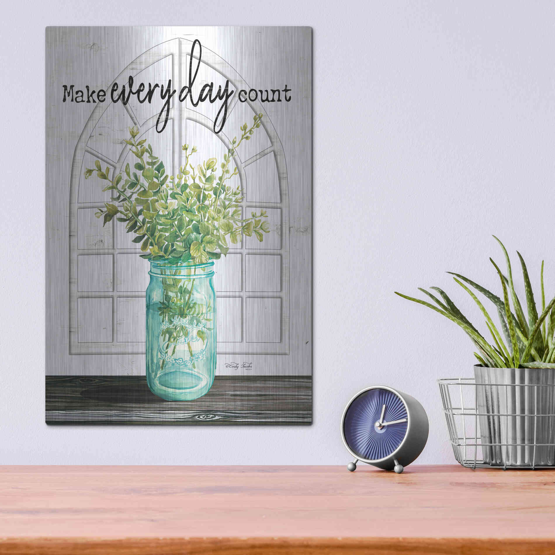 Luxe Metal Art 'Make Everyday Count' by Cindy Jacobs, Metal Wall Art,12x16