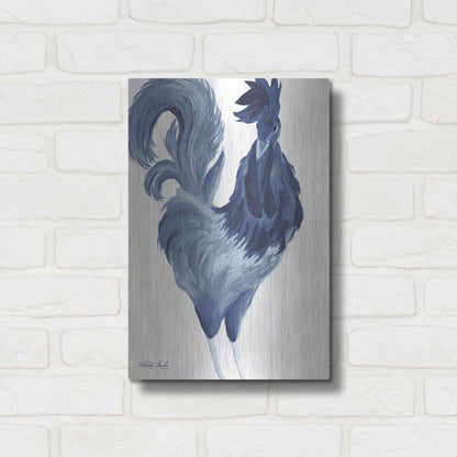 Luxe Metal Art 'Green & Purple Rooster I' by Cindy Jacobs, Metal Wall Art,12x16
