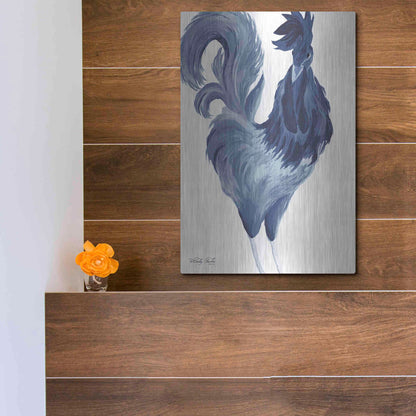 Luxe Metal Art 'Green & Purple Rooster I' by Cindy Jacobs, Metal Wall Art,12x16