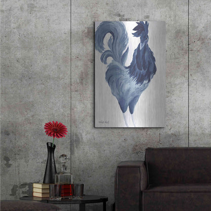 Luxe Metal Art 'Green & Purple Rooster I' by Cindy Jacobs, Metal Wall Art,24x36