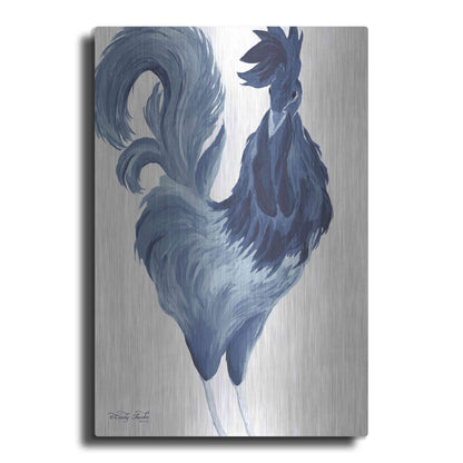 Luxe Metal Art 'Green & Purple Rooster I' by Cindy Jacobs, Metal Wall Art