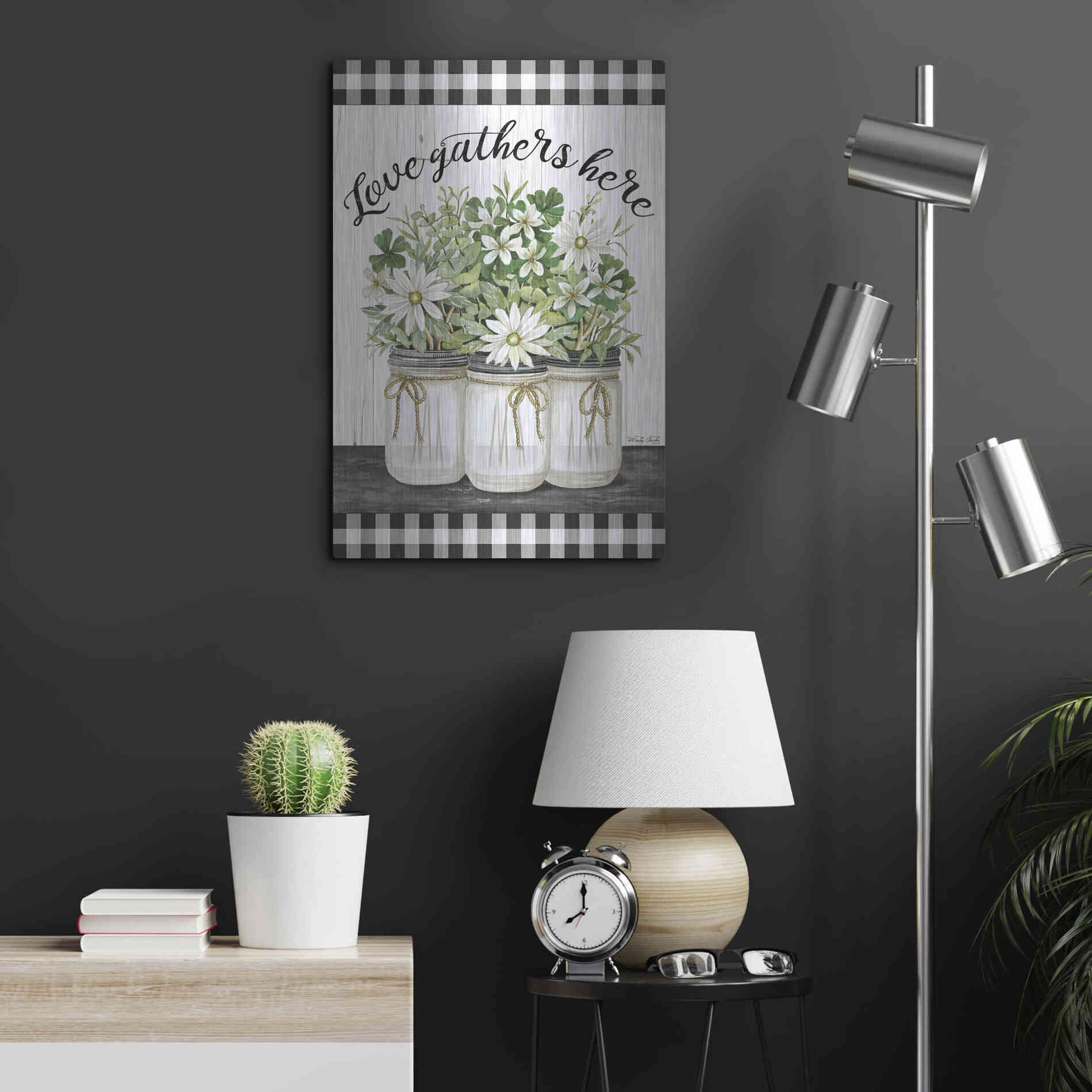 Luxe Metal Art 'Love Gathers Here' by Cindy Jacobs, Metal Wall Art,16x24