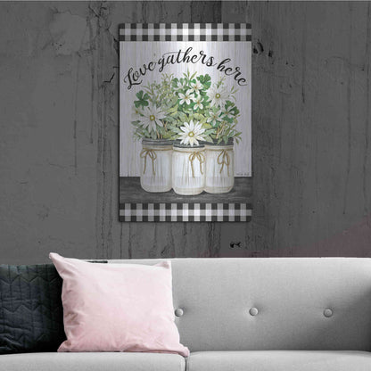 Luxe Metal Art 'Love Gathers Here' by Cindy Jacobs, Metal Wall Art,24x36
