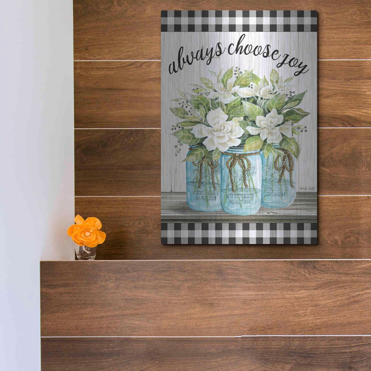 Luxe Metal Art 'Always Choose Joy' by Cindy Jacobs, Metal Wall Art,12x16