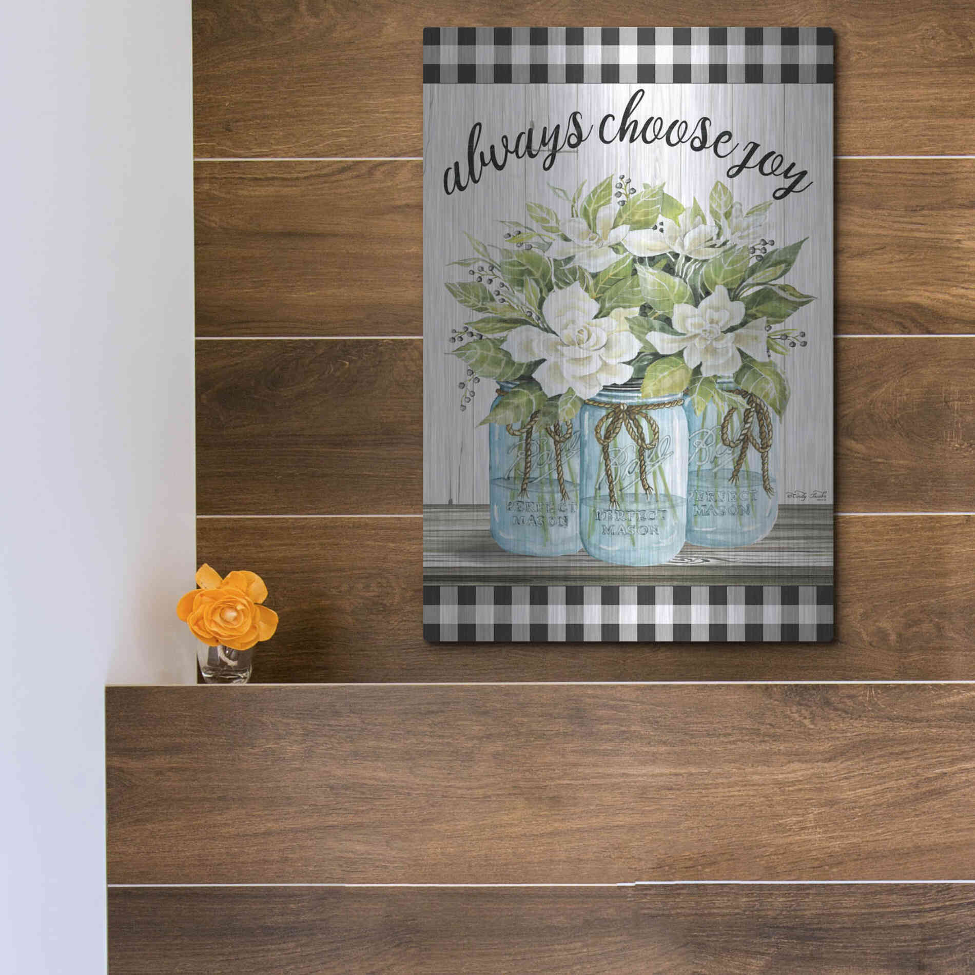 Luxe Metal Art 'Always Choose Joy' by Cindy Jacobs, Metal Wall Art,12x16