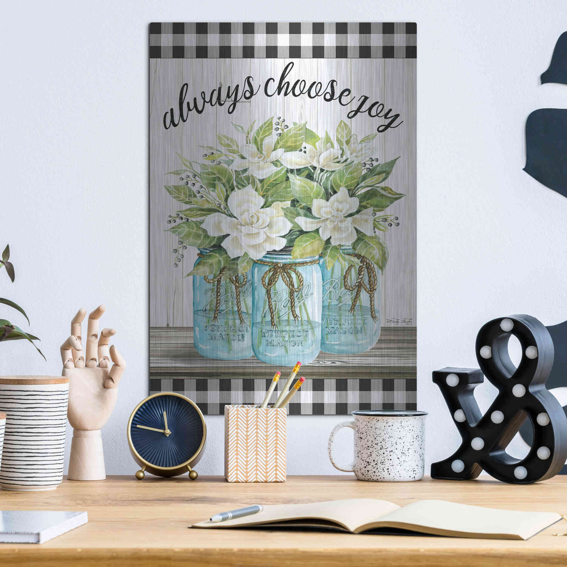 Luxe Metal Art 'Always Choose Joy' by Cindy Jacobs, Metal Wall Art,12x16