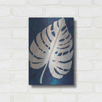 Luxe Metal Art 'Monstera Navy' by Cindy Jacobs, Metal Wall Art,12x16