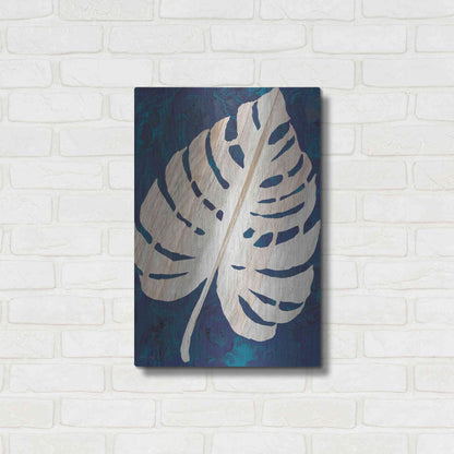Luxe Metal Art 'Monstera Navy' by Cindy Jacobs, Metal Wall Art,16x24