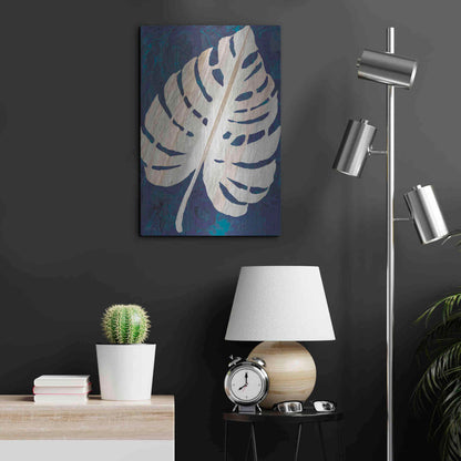 Luxe Metal Art 'Monstera Navy' by Cindy Jacobs, Metal Wall Art,16x24