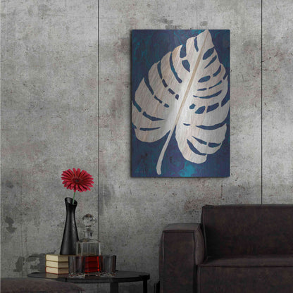 Luxe Metal Art 'Monstera Navy' by Cindy Jacobs, Metal Wall Art,24x36