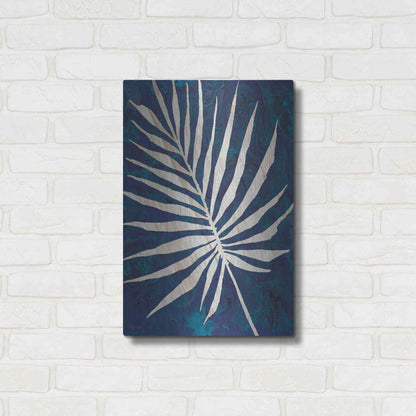 Luxe Metal Art 'Palm Leaf Navy' by Cindy Jacobs, Metal Wall Art,16x24
