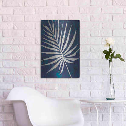 Luxe Metal Art 'Palm Leaf Navy' by Cindy Jacobs, Metal Wall Art,16x24