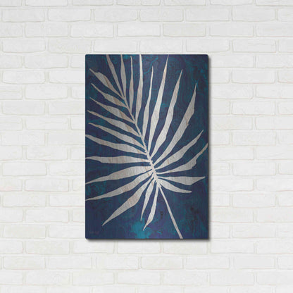 Luxe Metal Art 'Palm Leaf Navy' by Cindy Jacobs, Metal Wall Art,24x36