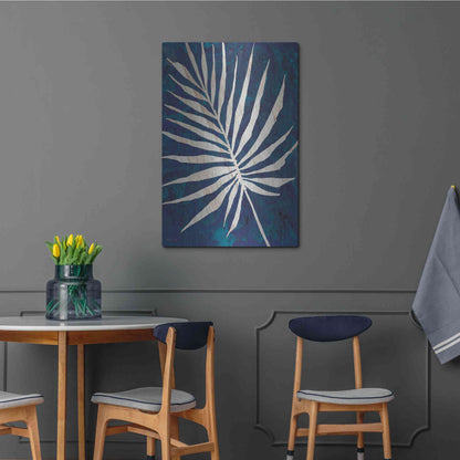 Luxe Metal Art 'Palm Leaf Navy' by Cindy Jacobs, Metal Wall Art,24x36