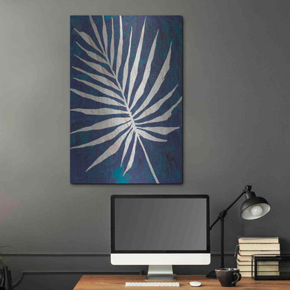 Luxe Metal Art 'Palm Leaf Navy' by Cindy Jacobs, Metal Wall Art,24x36