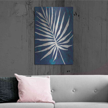 Luxe Metal Art 'Palm Leaf Navy' by Cindy Jacobs, Metal Wall Art,24x36