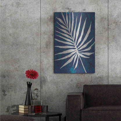 Luxe Metal Art 'Palm Leaf Navy' by Cindy Jacobs, Metal Wall Art,24x36