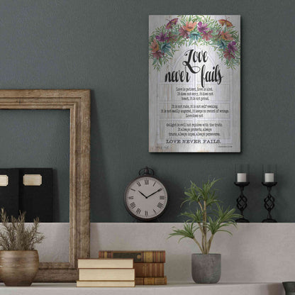 Luxe Metal Art 'Floral Love Never Fails' by Cindy Jacobs, Metal Wall Art,12x16