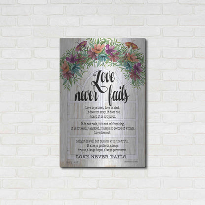 Luxe Metal Art 'Floral Love Never Fails' by Cindy Jacobs, Metal Wall Art,24x36