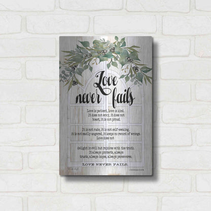 Luxe Metal Art 'Berry Swag Love Never Fails' by Cindy Jacobs, Metal Wall Art,12x16