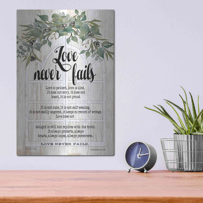 Luxe Metal Art 'Berry Swag Love Never Fails' by Cindy Jacobs, Metal Wall Art,12x16