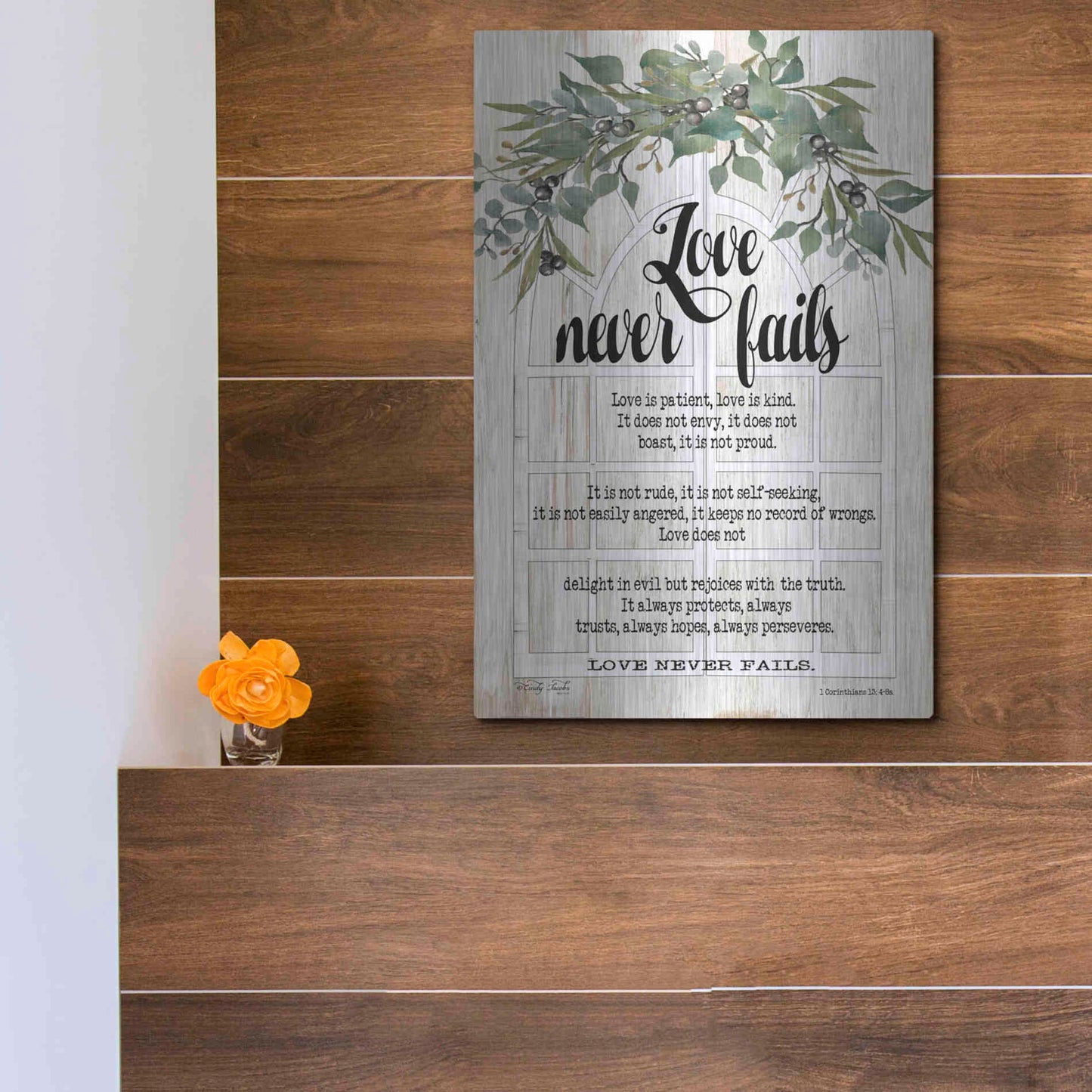 Luxe Metal Art 'Berry Swag Love Never Fails' by Cindy Jacobs, Metal Wall Art,12x16